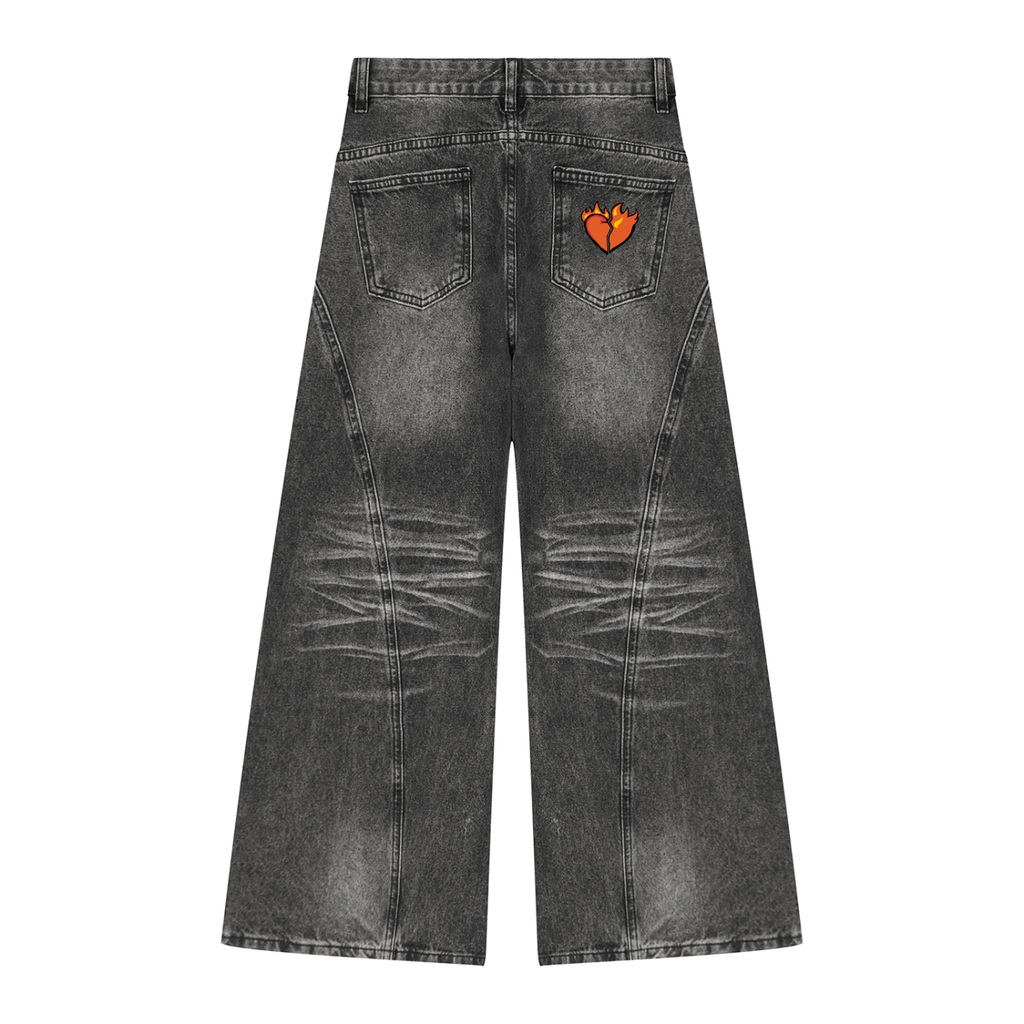 Cruelty Clubb Women’s Vintage Wash Wide Leg Denim Jeans
