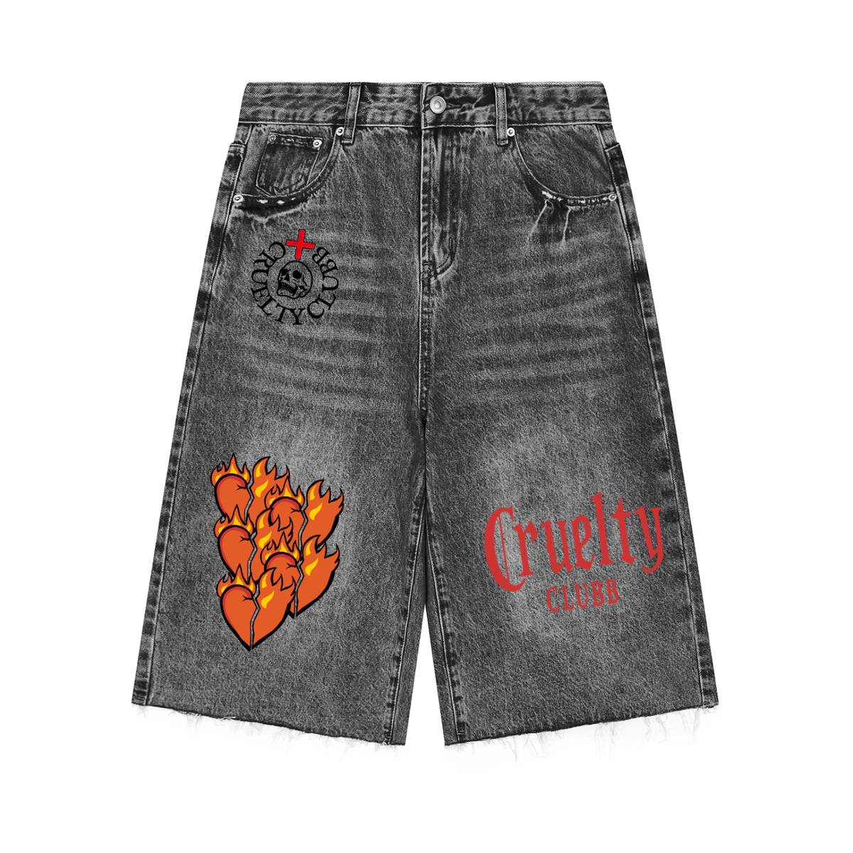 Cruelty Clubb Men’s Vintage Wide Leg Denim Shorts