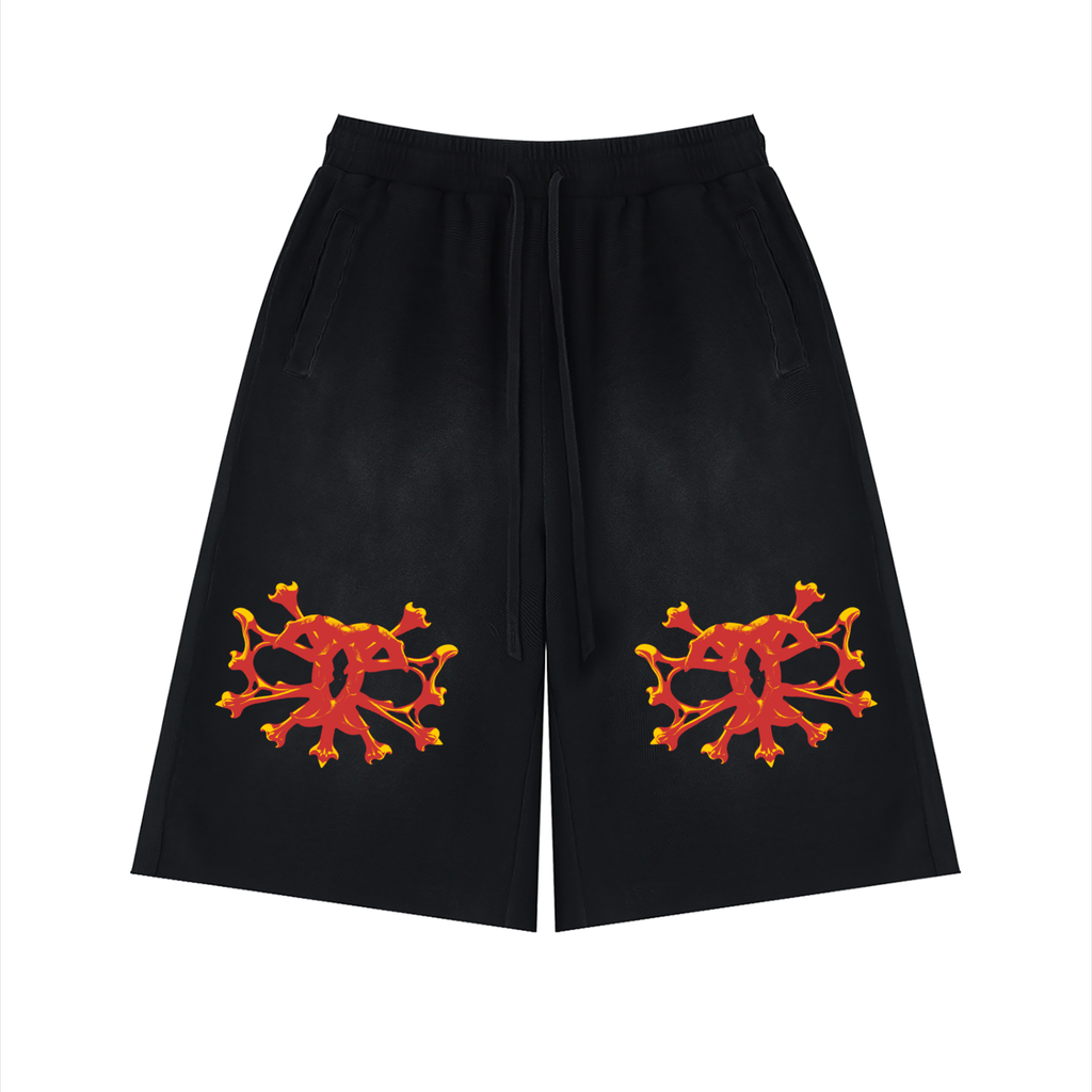 Cruelty Clubb Double Cruel Unisex Sunfade Raw Edge Shorts