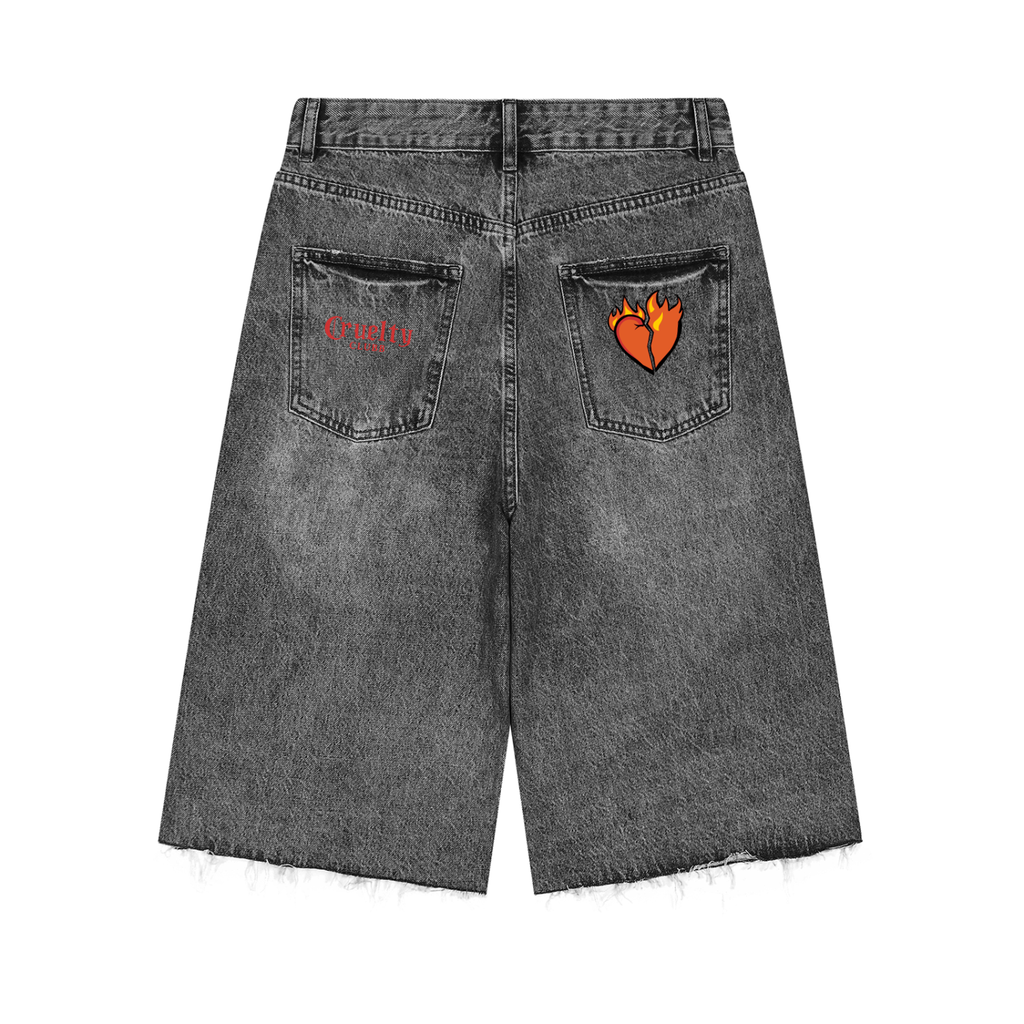 Cruelty Clubb Men’s Vintage Wide Leg Denim Shorts